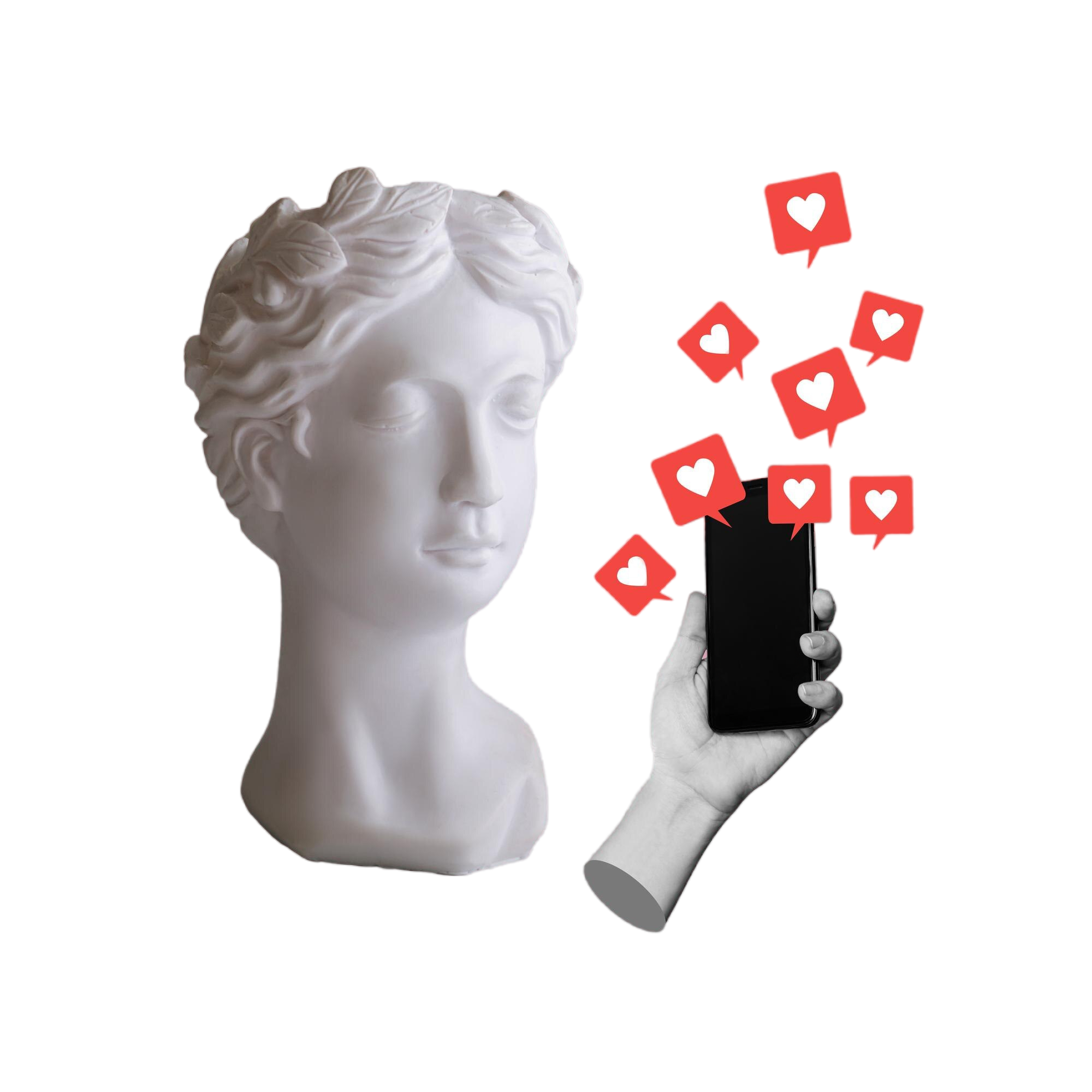 antique-female-statue-s-head-with-hand-holding-mobile-phone-with-like-symbols-from-social-networks